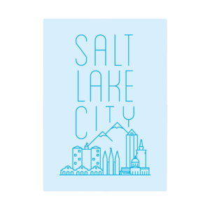 Salt Lake City Skyline Blue Postcard Fell